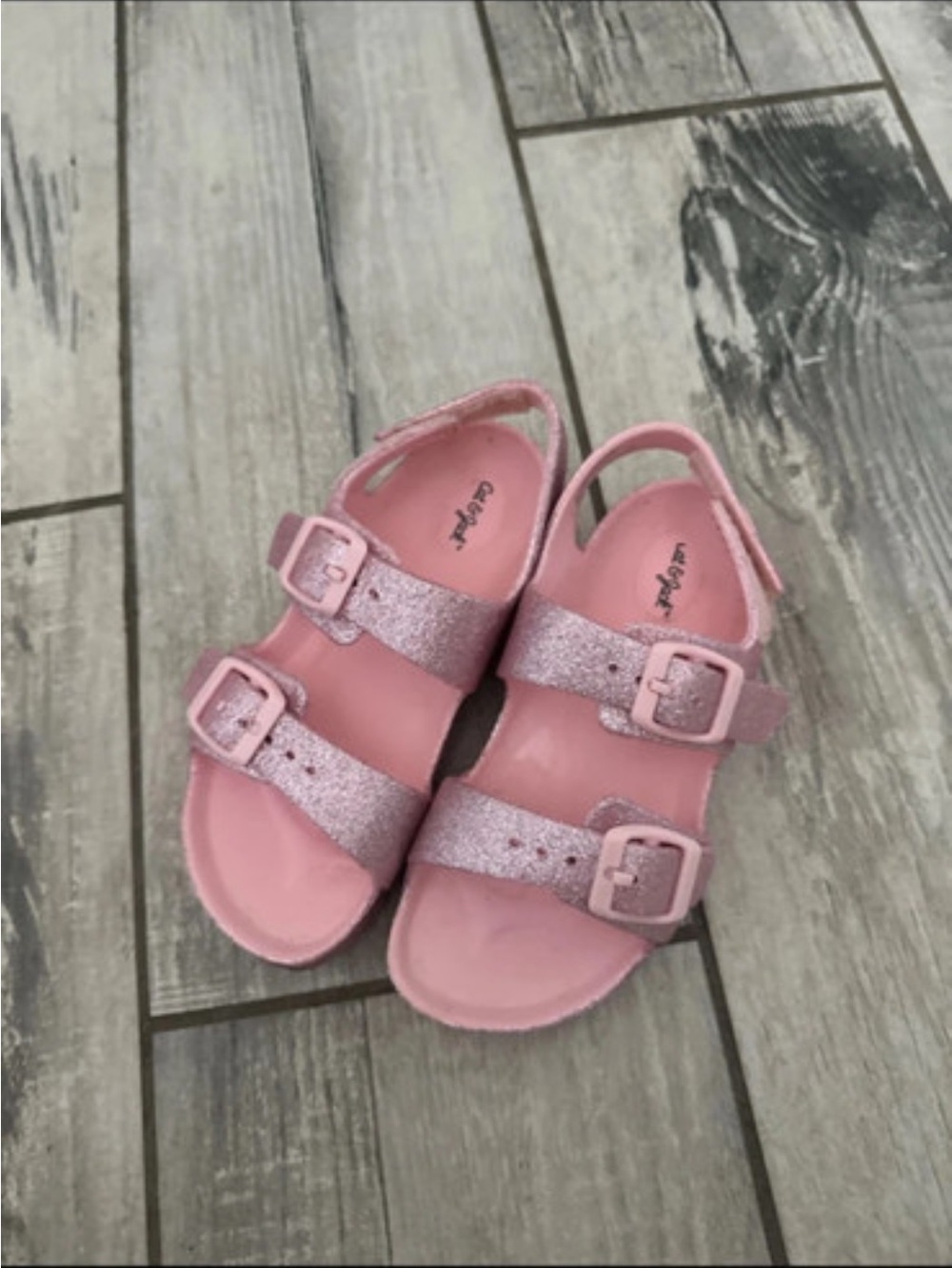 Cat & Jack Glitter Pink Buckle Sandals for Kids